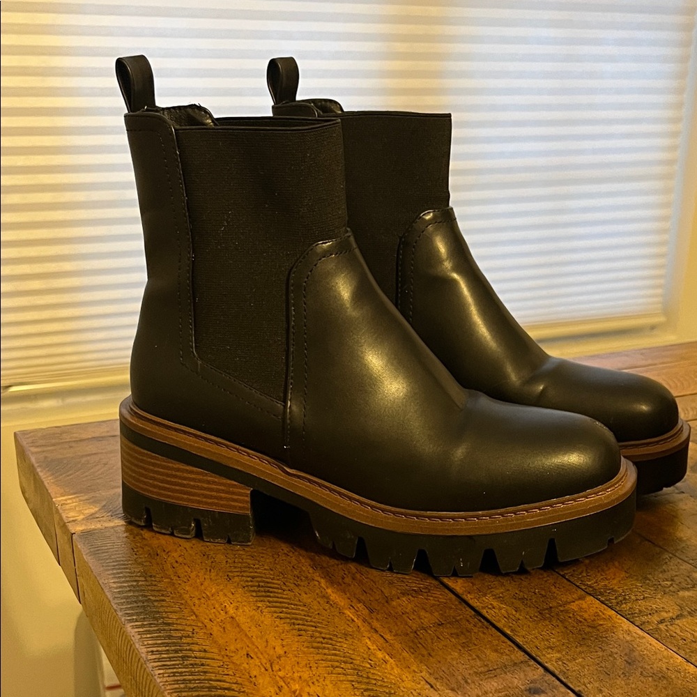 MIA Black Ankle Booties with Tan Sole